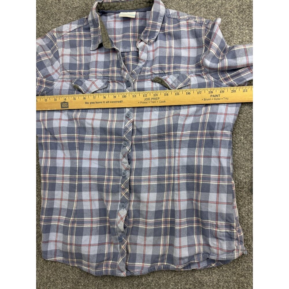 Columbia Shirt Womens Large Blue Gray Plaid Flannel Button Front Long Sleeve - Picture 5 of 7